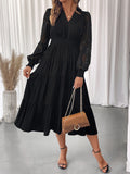 Women's Lace V-neck Lace Long-sleeved Dress