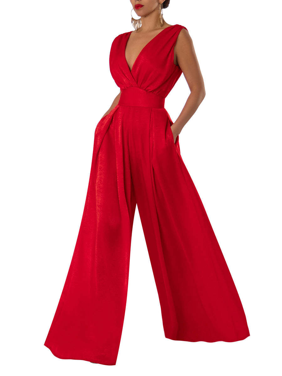 Slim-fit Jumpsuit High-waisted Wide-leg Pants