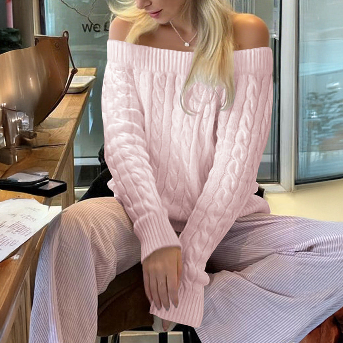 Women Solid Color Long Sleeve Vest Sweater Top