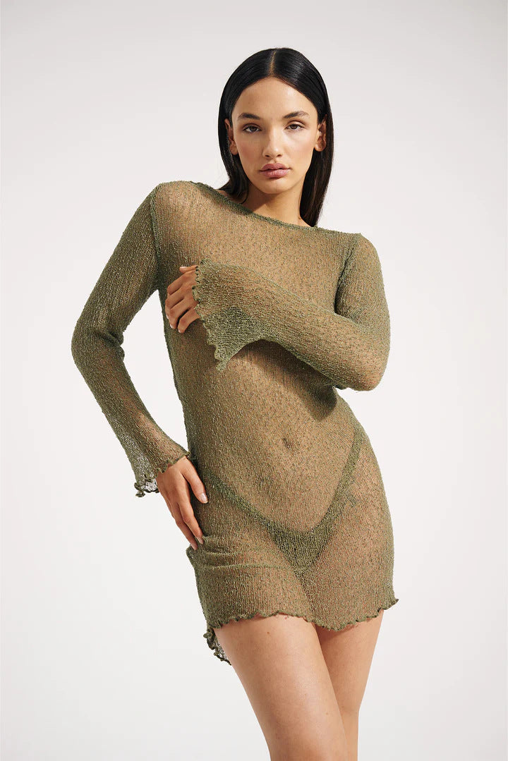 Women's Knitted Sexy Beach Dress Blouse Dress