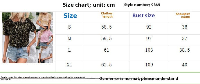 Short Sleeve Bag Neck Crew Neck Top Women's T-Shirt