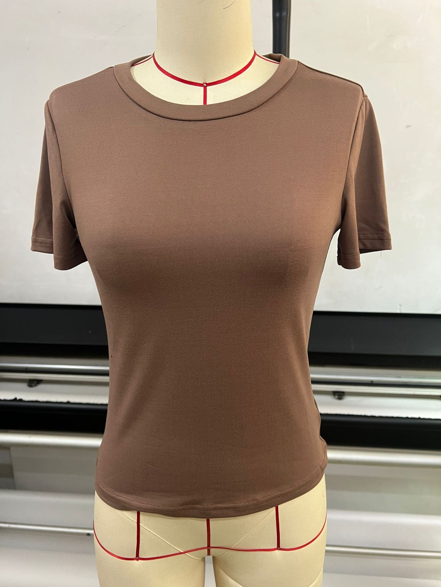 Women T-Shirt Slim-Fit Crew Neck Skinny Sexy Summer Top