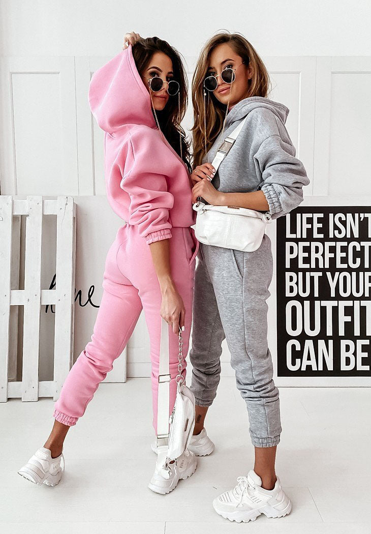 Womens Hooded Women's Fashion Sweater Set