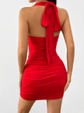 Women Neck Strap Backless Dress