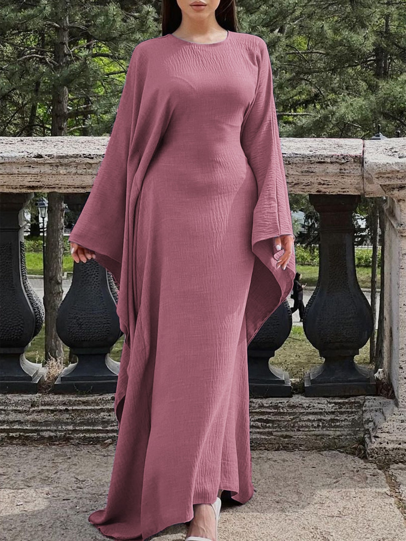 Womens Solid Color Long Sleeve Dress