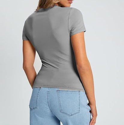 Women T-Shirt Slim-Fit Crew Neck Skinny Sexy Summer Top