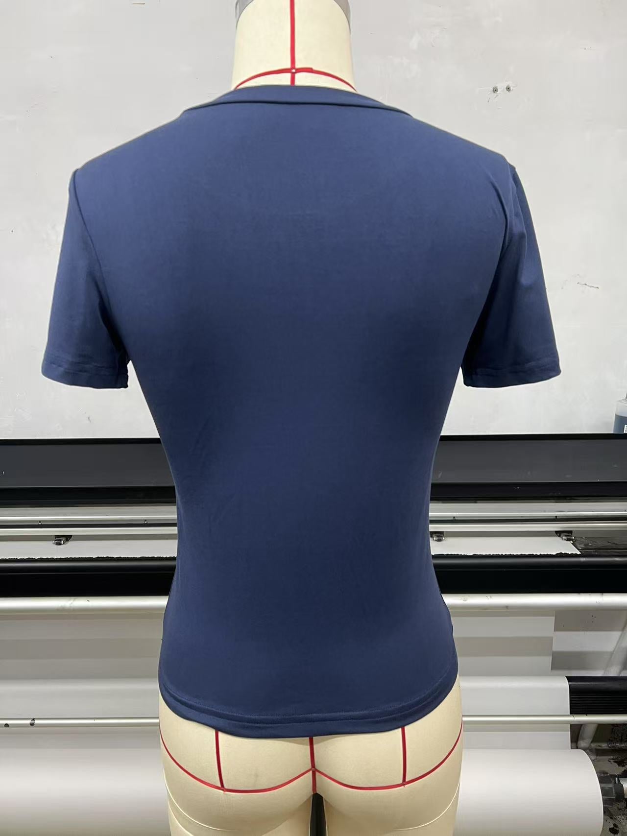 Women T-Shirt Slim-Fit Crew Neck Skinny Sexy Summer Top