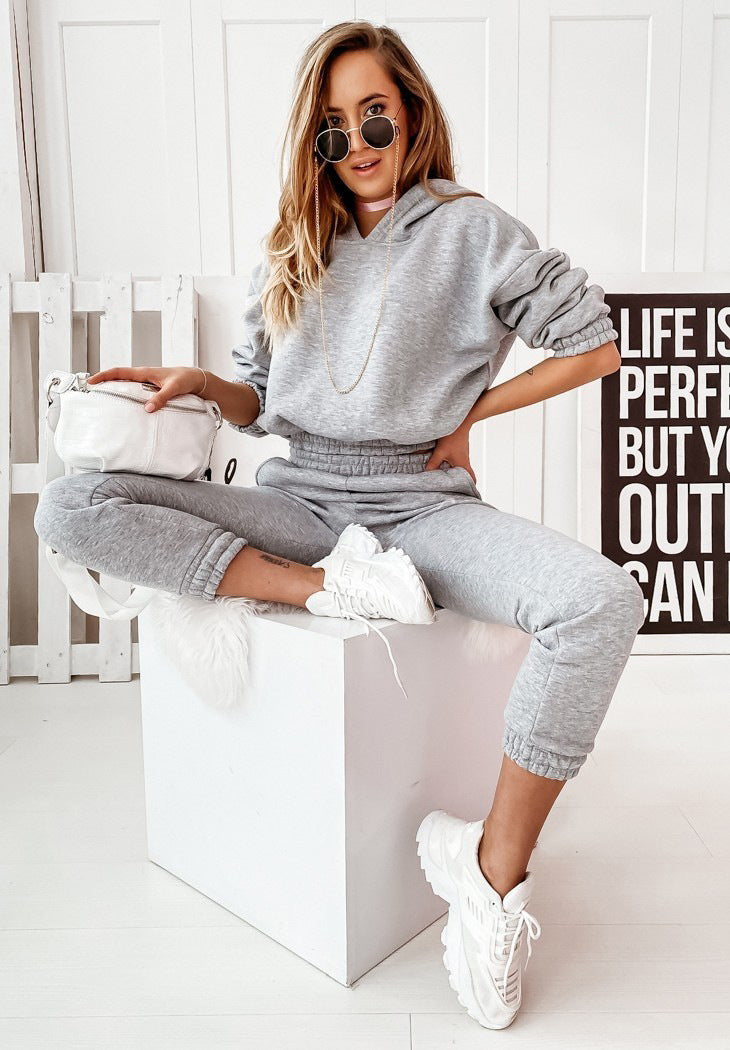 Womens Hooded Women's Fashion Sweater Set