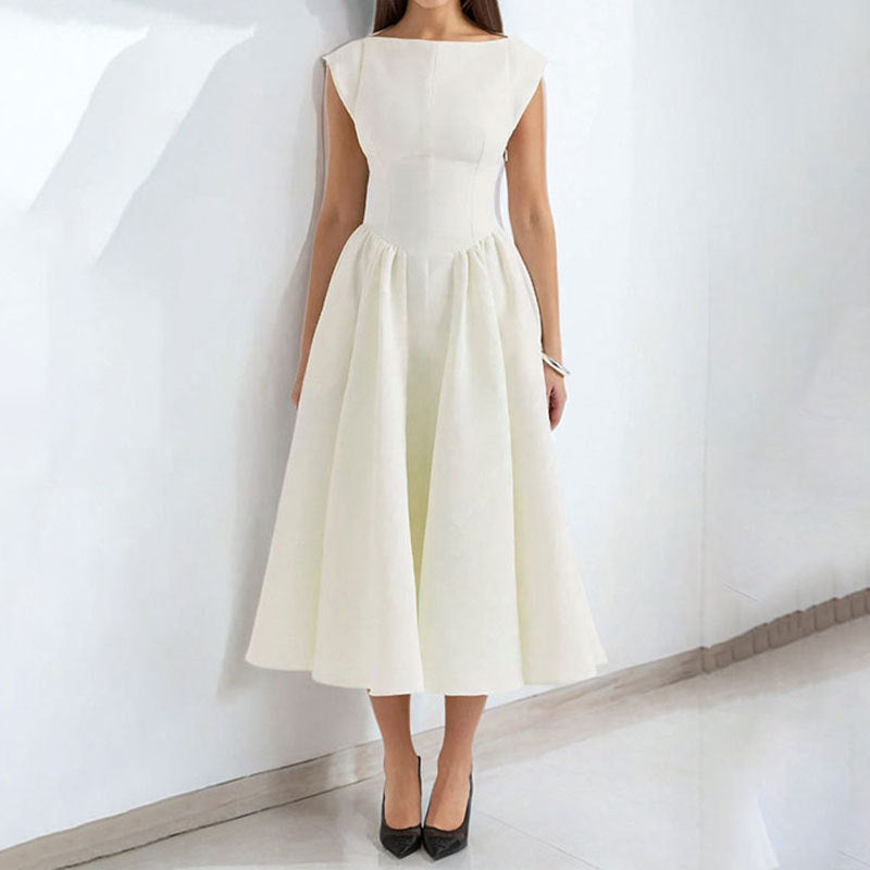 Women's Solid Color Backless Slim Dress