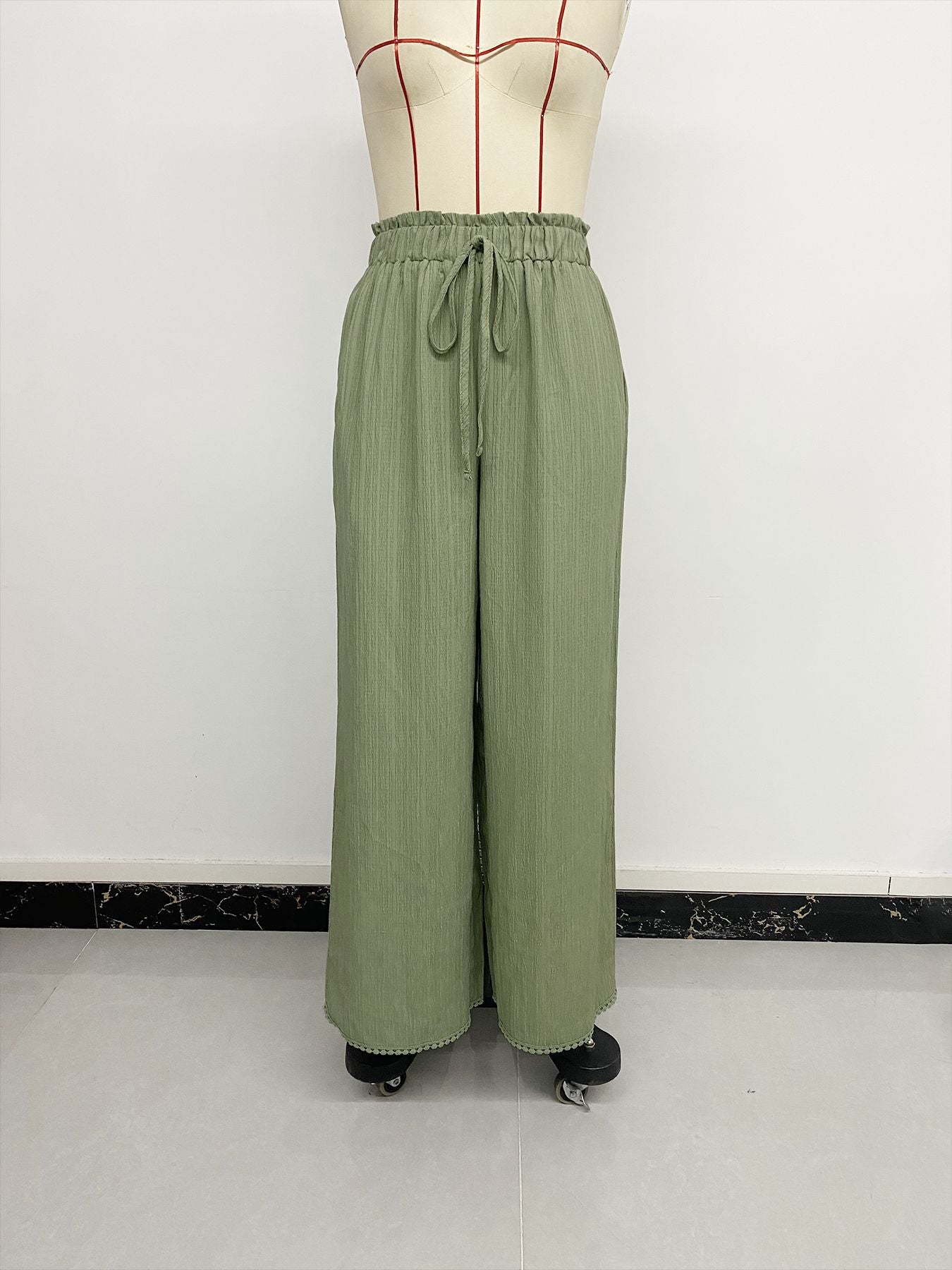 Women's Casual Pants Elastic Solid Color Wide Leg Pants