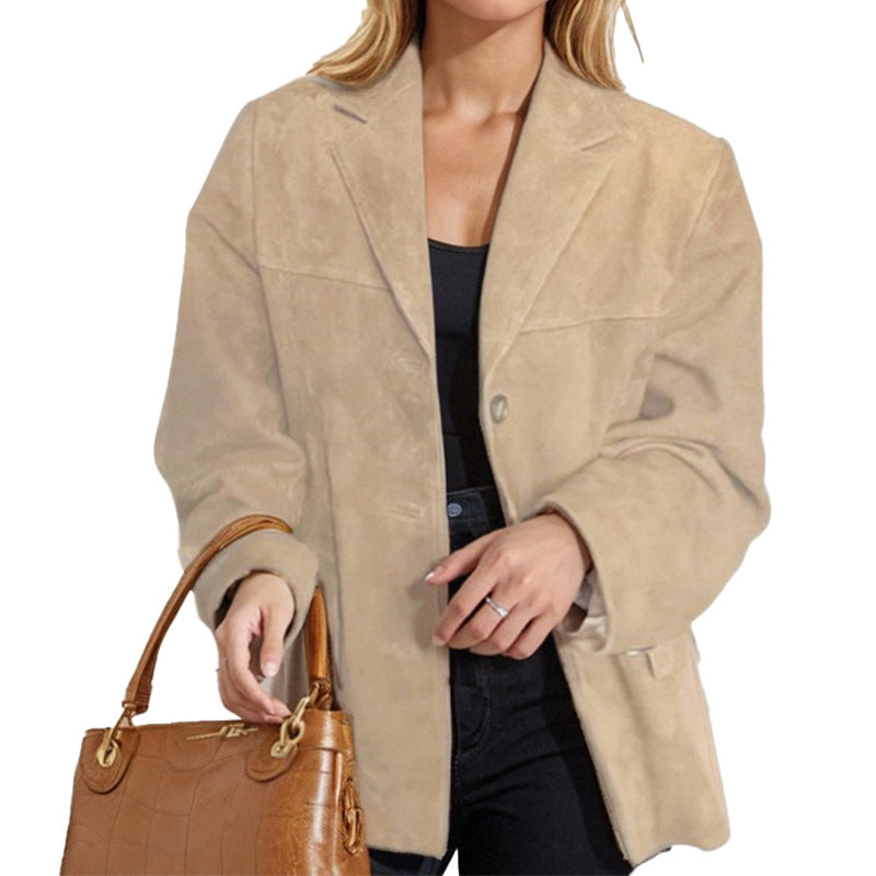 Elegant Vintage Loose Button Pocket Blazer