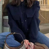 Women's Casual Stand-up Collar Solid Color Pocket Jacket