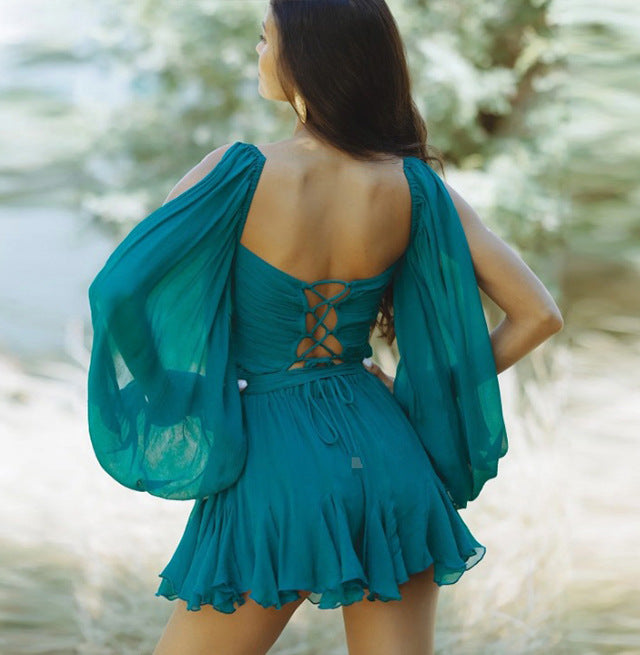 Women's Sexy Solid Color Off-the-shoulder Dress