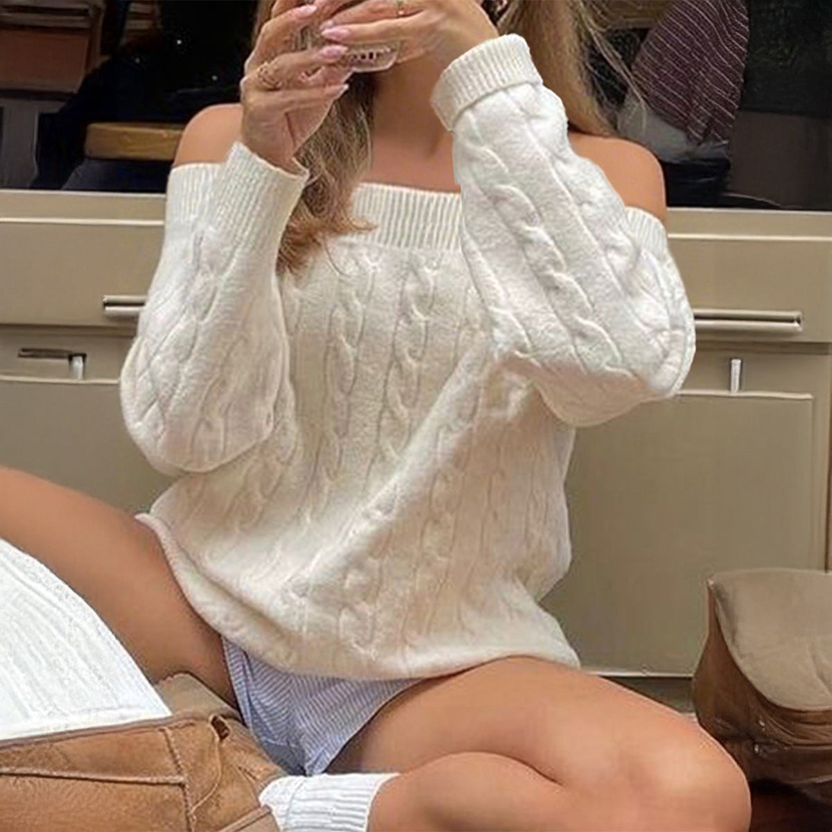 Women Solid Color Long Sleeve Vest Sweater Top