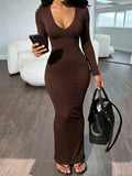 Womens Deep V Skinny Dress