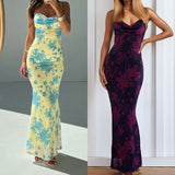 Slim Low Neck Print Bodycon Dress