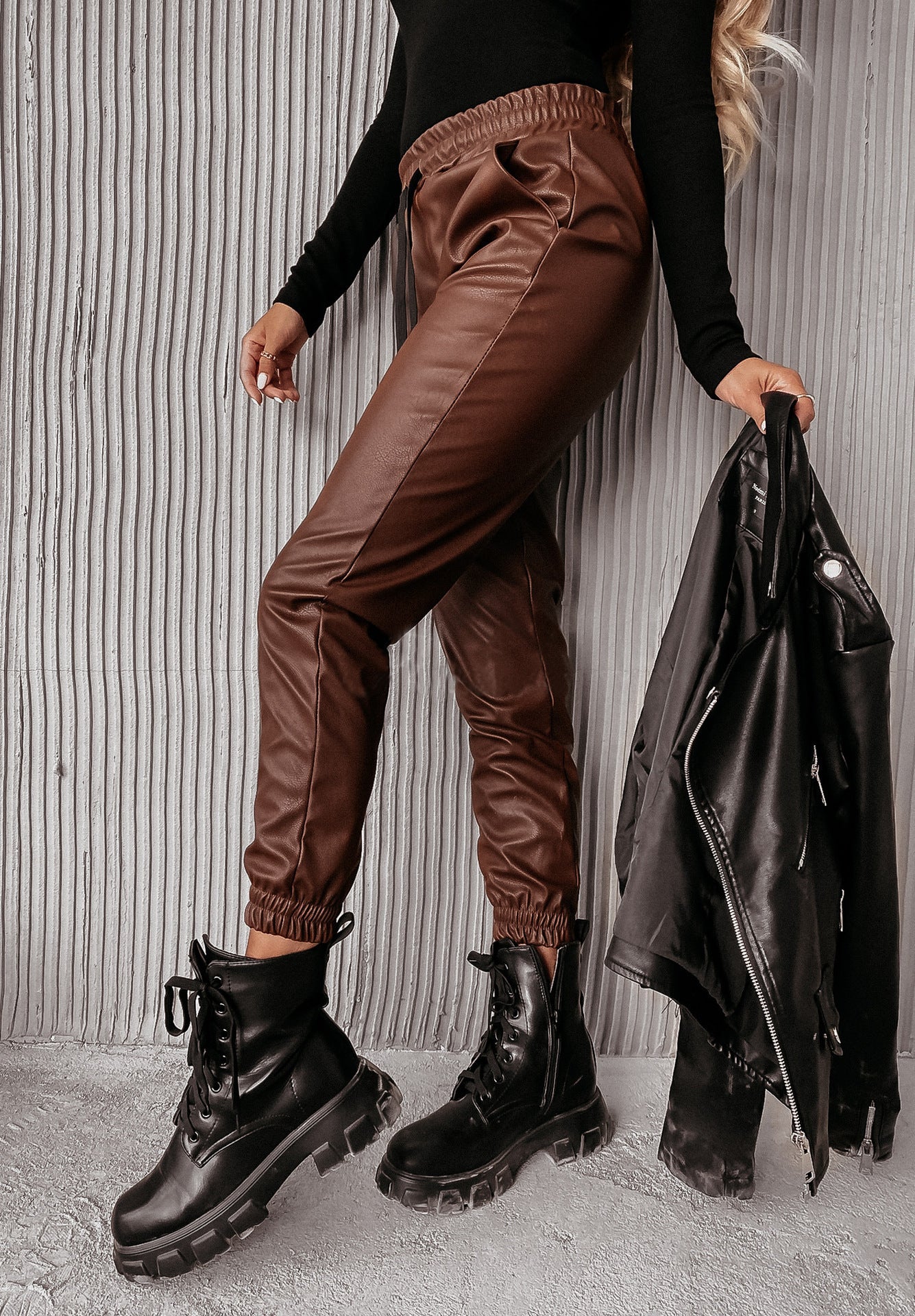 Women Winter Sexy PU Slacks Panties Leather Pants