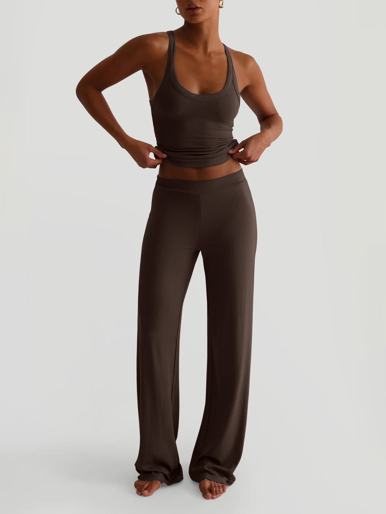 Women Yoga Sling Vest Wide Leg Pants Set
