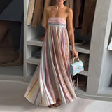 Womens Elegant Vacation Contrast Tubular Halter Dress