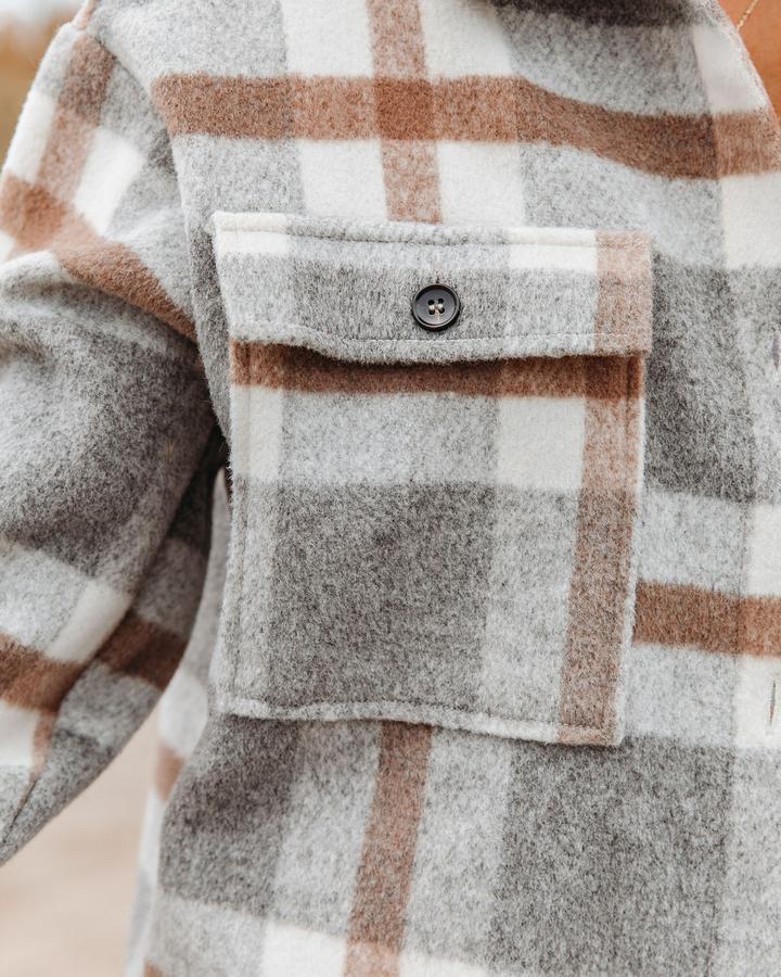 Women's Cross-border Plaid Button Flannel Tweed Shirt Jacket