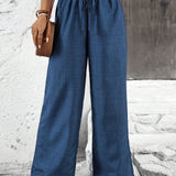 Womens Cotton Linen Pants High Waisted Wide Leg Trousers