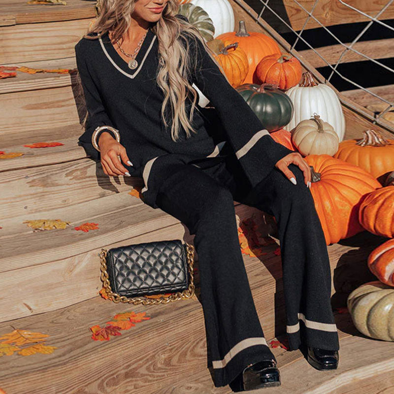 Casual Retro Two-piece Set Loose Contrasting Color Set