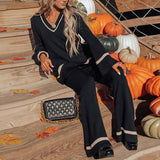Casual Retro Two-piece Set Loose Contrasting Color Set