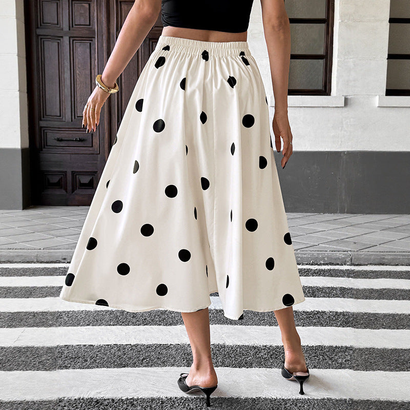 Casual Retro Skirt Women's High Waist Polka Dots