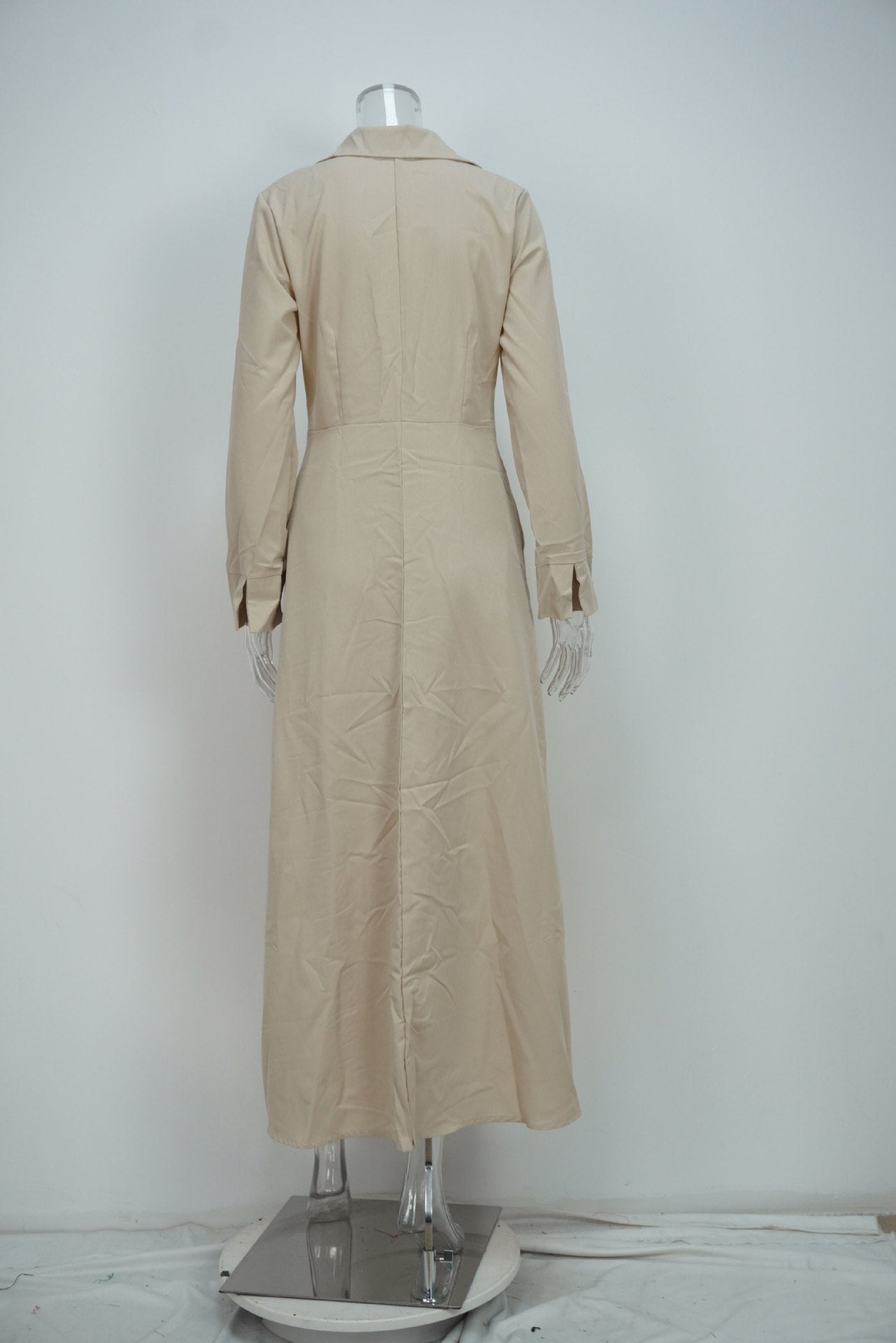 Elegant Solid Color Strap Waist Dress Long Dress