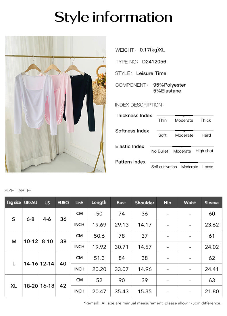 Y2K Square Neck Long-sleeved Pullover Top Women