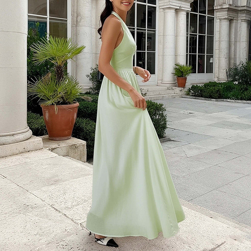 Women's Elegant Solid Color V-Neck Slim Fit Dress