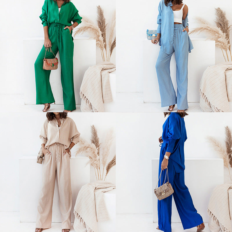 Women's Fashion Loose Shirt and Pants Casual Suit