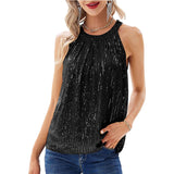 Neck Women's Bright Suspender Sequined Vest