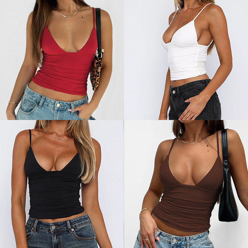 Women's YK2 Solid Color Low Neck Sling Vest