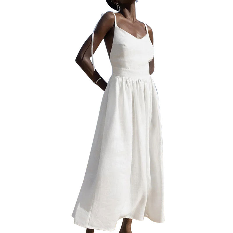 Women's Sexy Solid Color High-waisted Suspender Dress