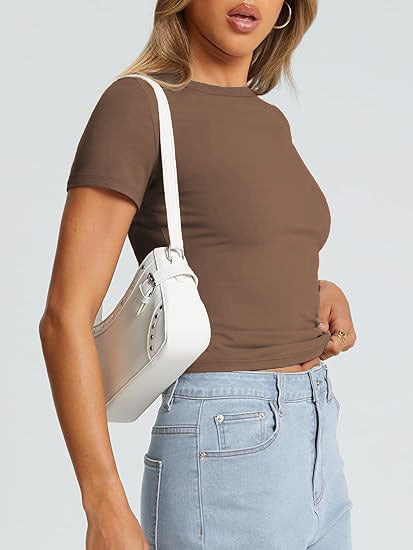 Women T-Shirt Slim-Fit Crew Neck Skinny Sexy Summer Top