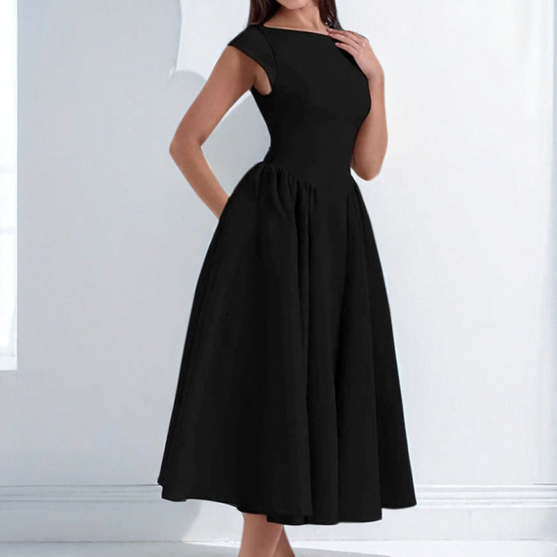 Women's Solid Color Backless Slim Dress
