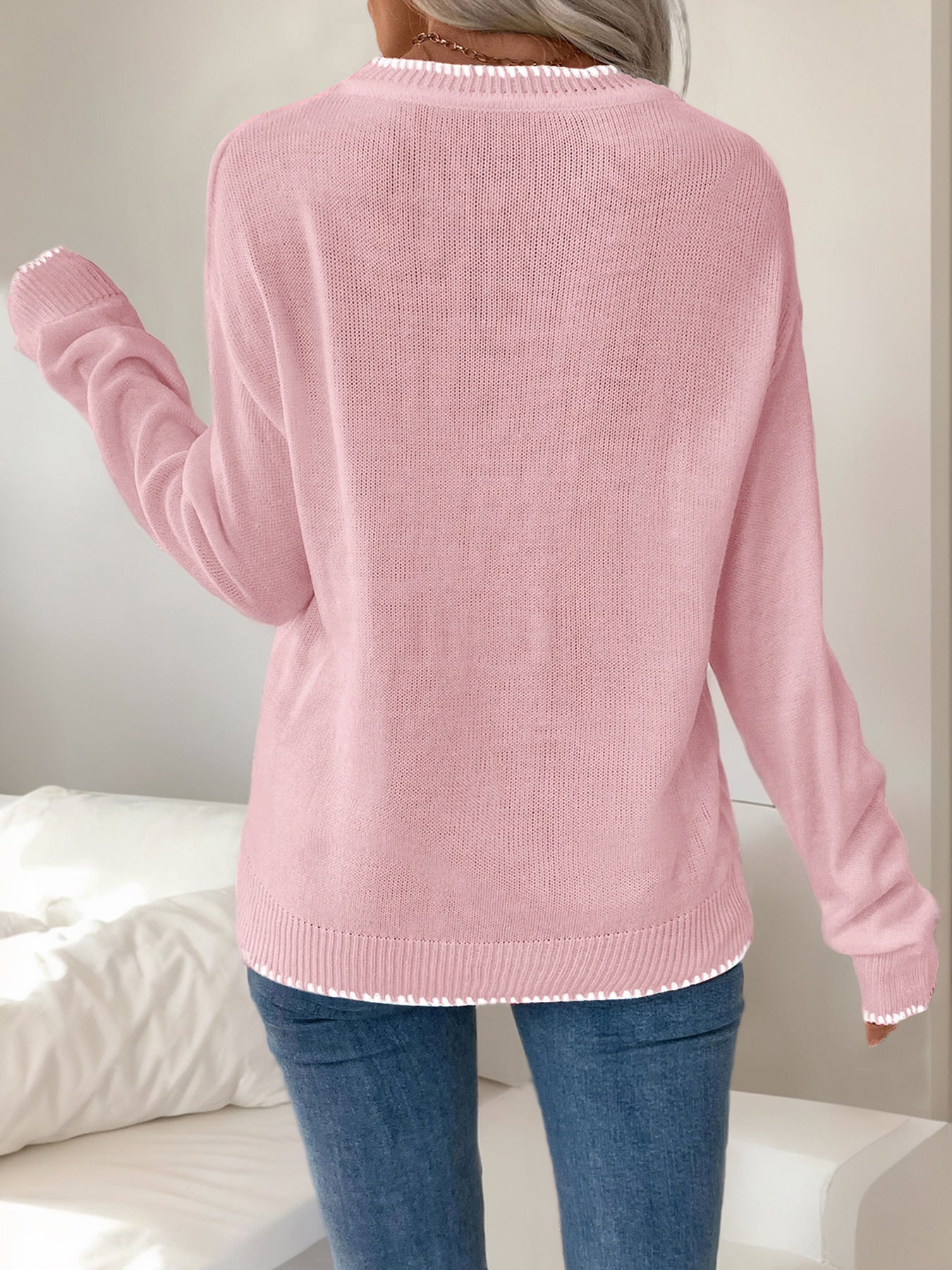 Long Sleeve Crew Neck Valentine's Day Sweater