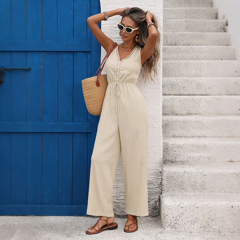 Women's Casual Jumpsuit Solid Color Sleeveless Jumpsuit