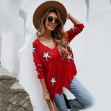Women's Knitted Sweater Star Pattern
