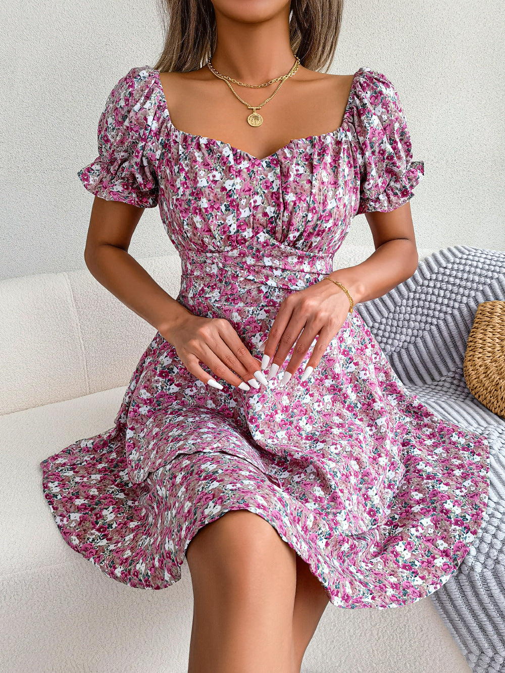 Women's Floral Lace-up Dress
