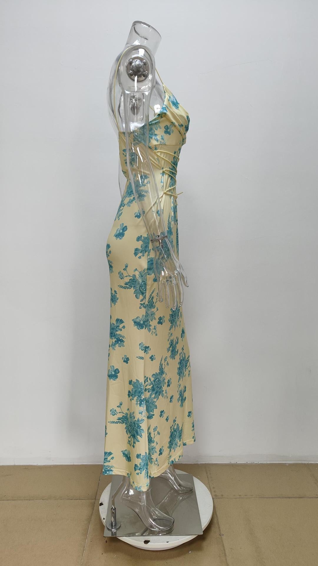 Slim Low Neck Print Bodycon Dress