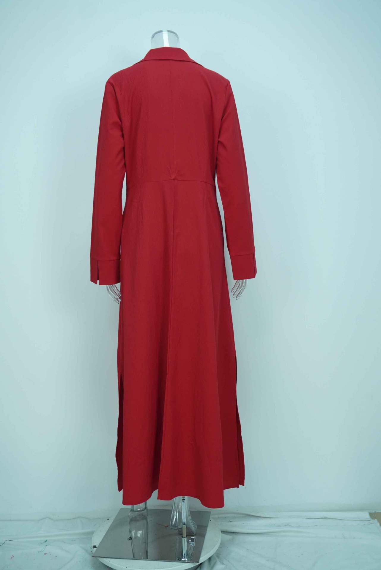 Elegant Solid Color Strap Waist Dress Long Dress