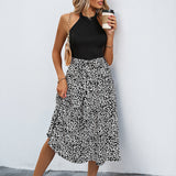 Casual Neck Skirt Leopard Print Contrasting Dress