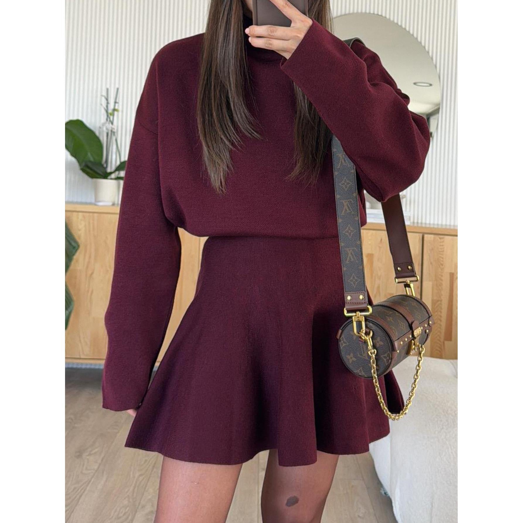Women's Feminine Elegant 2-Piece Turtleneck Knit Outfit Set - Oversized Long Sleeve Soft Basic Sweater Top, High Waist Flared Mini Skirt for Fall Winter Casual Wear
