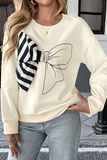 Casual Top Striped Bow Sweater Women