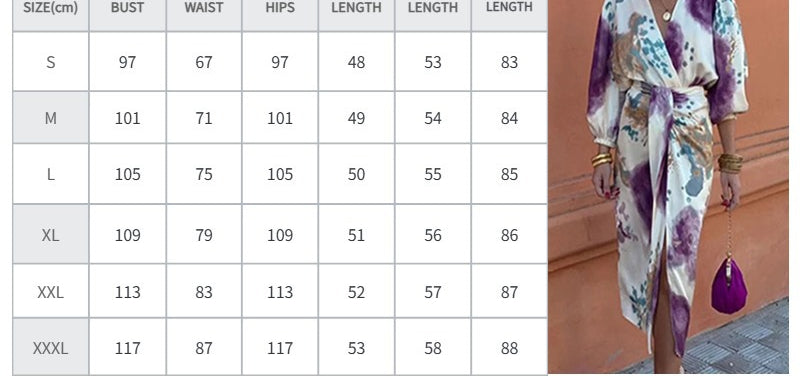 Women Sexy Elegant V-neck Print Slim Casual Dress