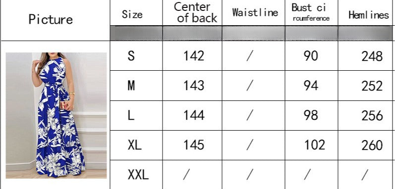 Women's Summer Neck Strap Printed Lotus Leaf Dress Women