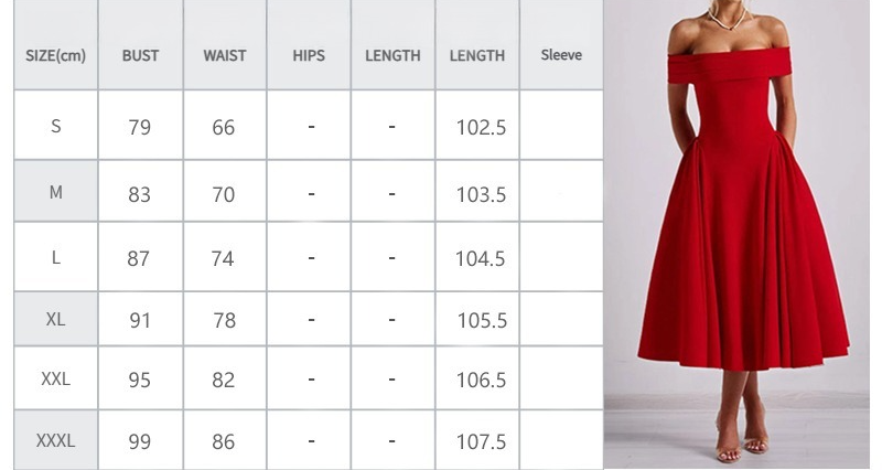 Women Casual Elegant Solid Color Off-Shoulder Dress Long Dress