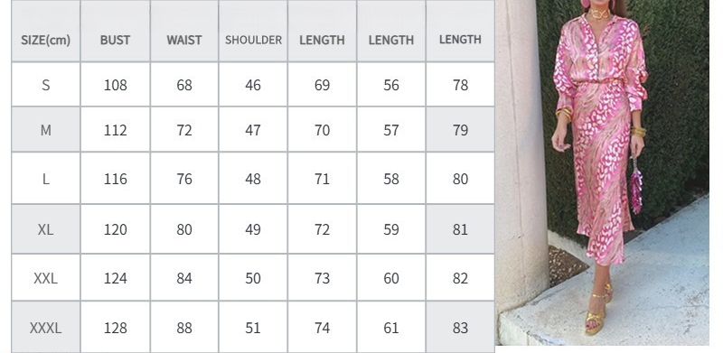 Women Elegant Lapel Print High Waist Dress